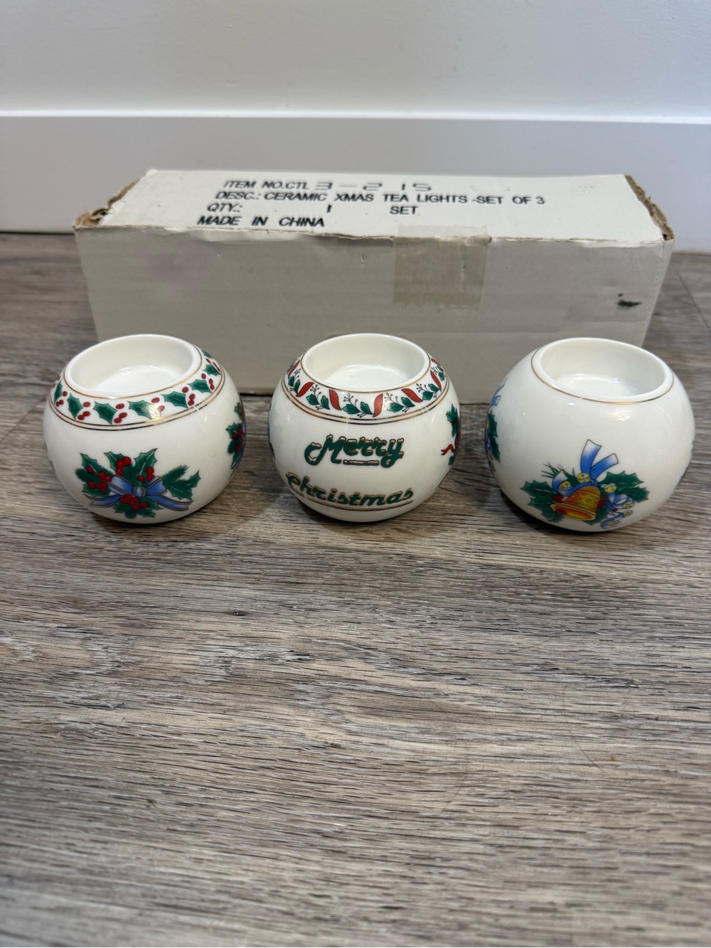 Vintage Holiday Ceramic Tea Light Holders